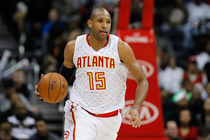 Atlanta Hawks center Al Horford (15) dribbles the ball during the 2014-15 season.